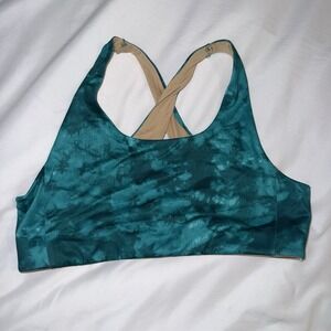 Old Navy Girls XL 14 Go-Dry Sports Bra Teal Tie Dye Racerback Keyhole Active Top